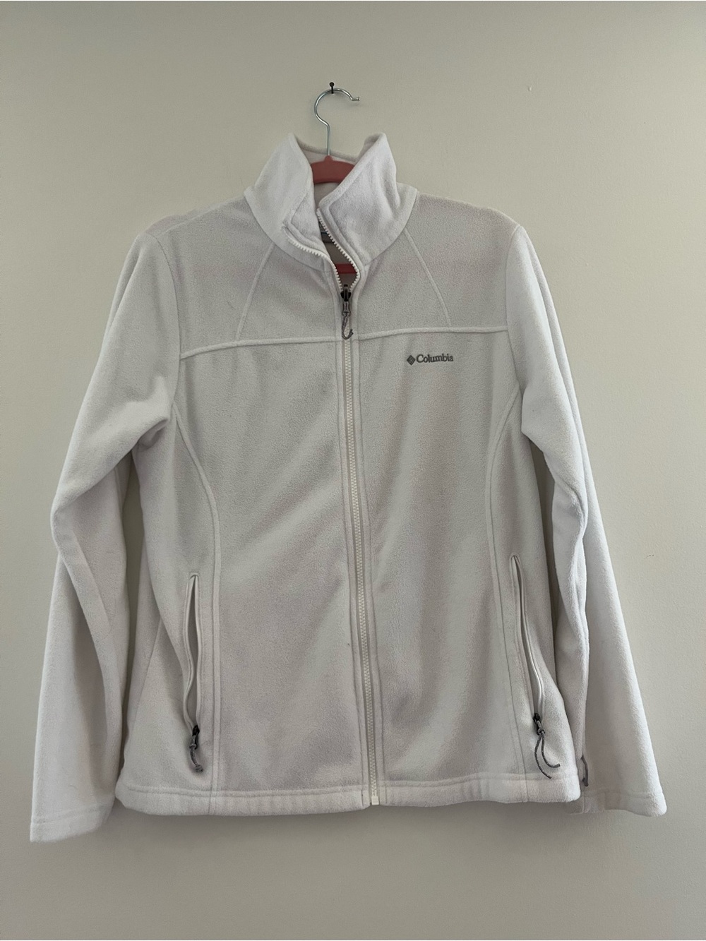 Columbia Women's White Full-Zip Fleece Jacket with Stand Collar